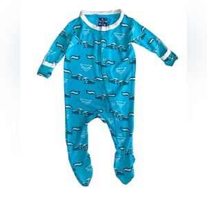 Kickee Pants Teal Confetti Skunk Print Footie